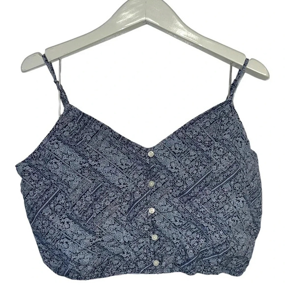 American Eagle XL blue & white boho print‎ crop top & matching pull on skirt - Picture 2 of 10